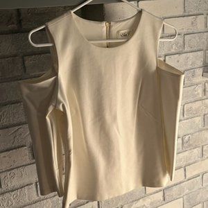 Women's 3/4 Sleeve Cold-Shoulder Top, Size 10, Cream (or Off-White)